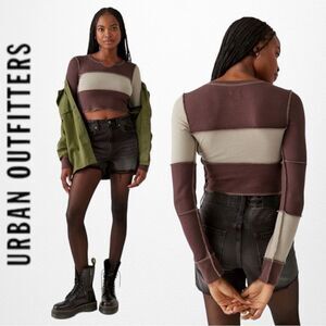 NEW BDG Urban Outfitters UO Sabine Spliced Thermal Top S M